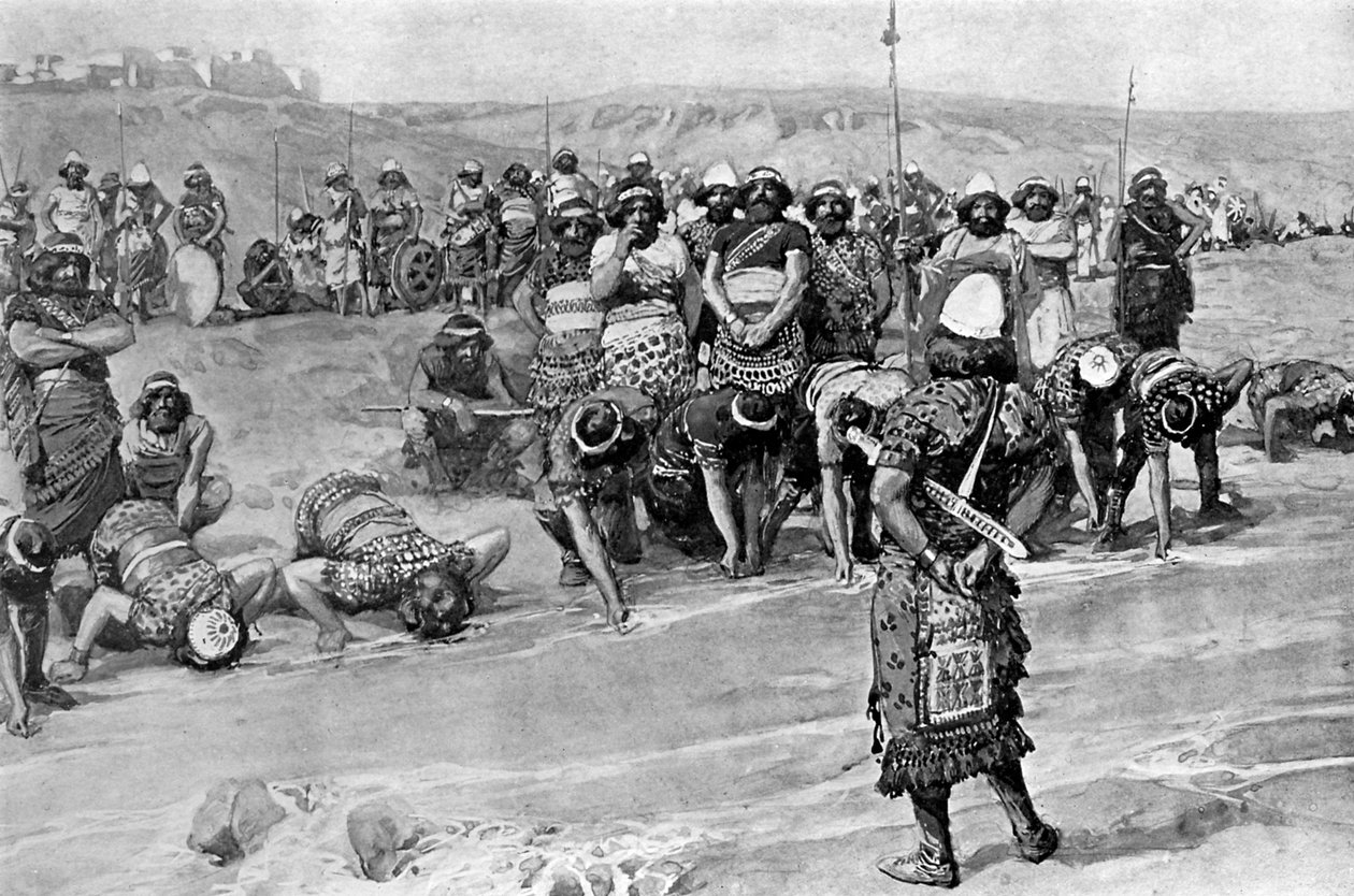 Gideon kiválasztja a háromszázat Tissottól – Biblia alkotó: James Jacques Joseph (after) Tissot