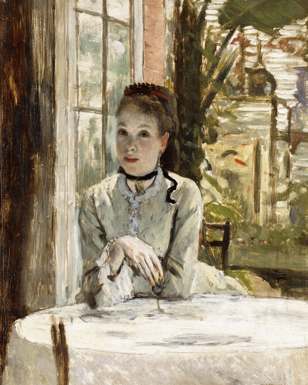 Egy nő elegáns belső térben, alkotó: James Jacques Joseph Tissot