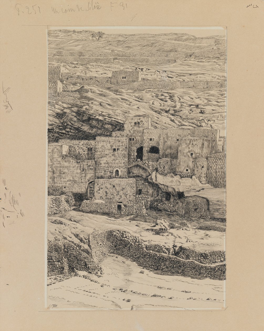 Siloam falu egyik sarka, illusztráció a mi Urunk Jézus Krisztus életéből (tinta és grafit kartonon) alkotó: James Jacques Joseph Tissot