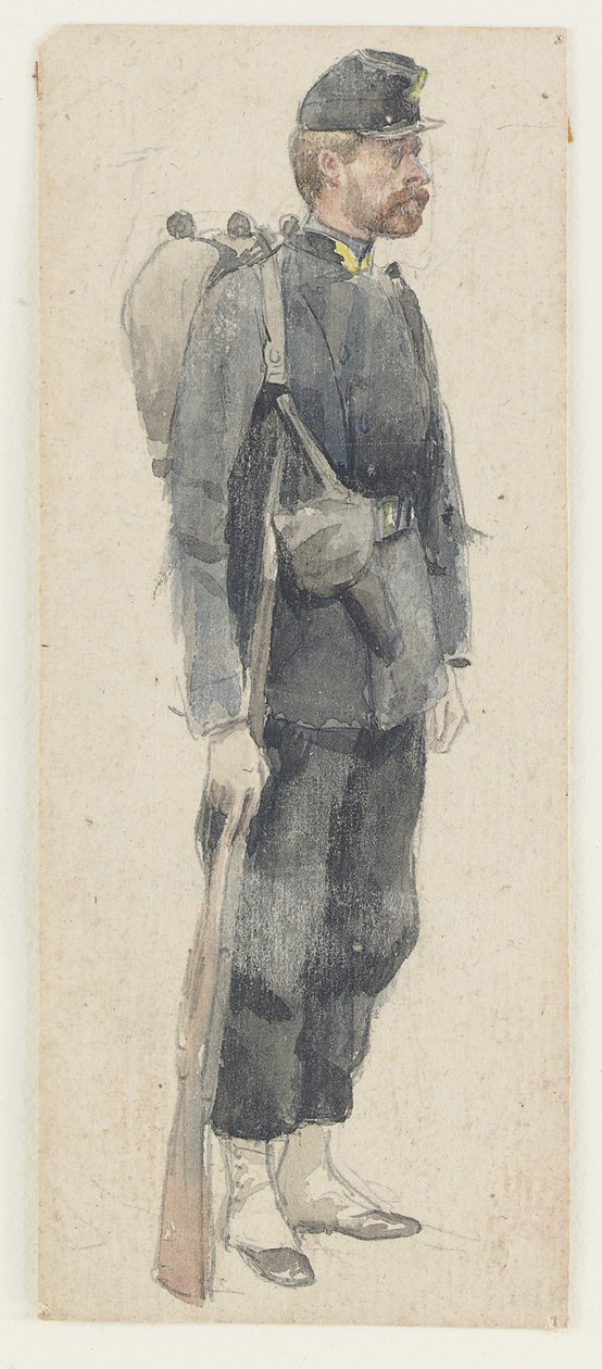 Puskát hordozó katona alkotó: James Jacques Joseph Tissot