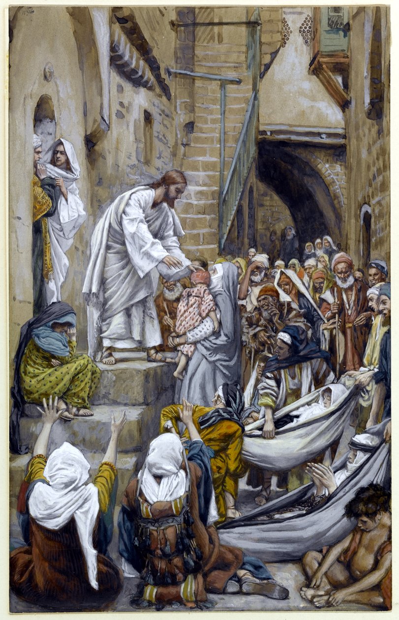 És az egész város összegyűlt az ajtóban, illusztráció: Krisztus élete, 1884-96 (wc és gouache kartonon) alkotó: James Jacques Joseph Tissot