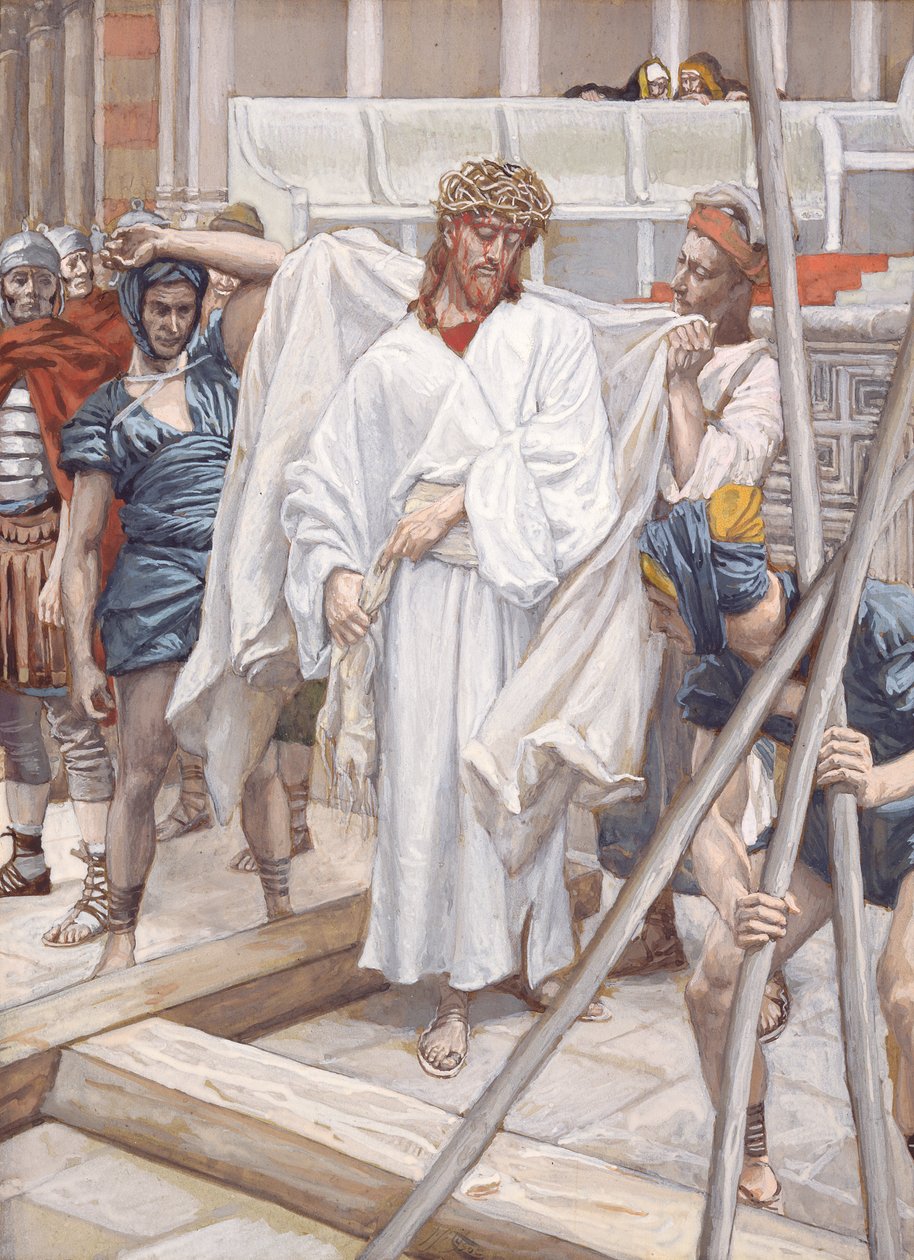 És felöltöztetik a saját ruhájába, illusztráció: Krisztus élete, 1886-94 (wc és gouache kartonon) alkotó: James Jacques Joseph Tissot