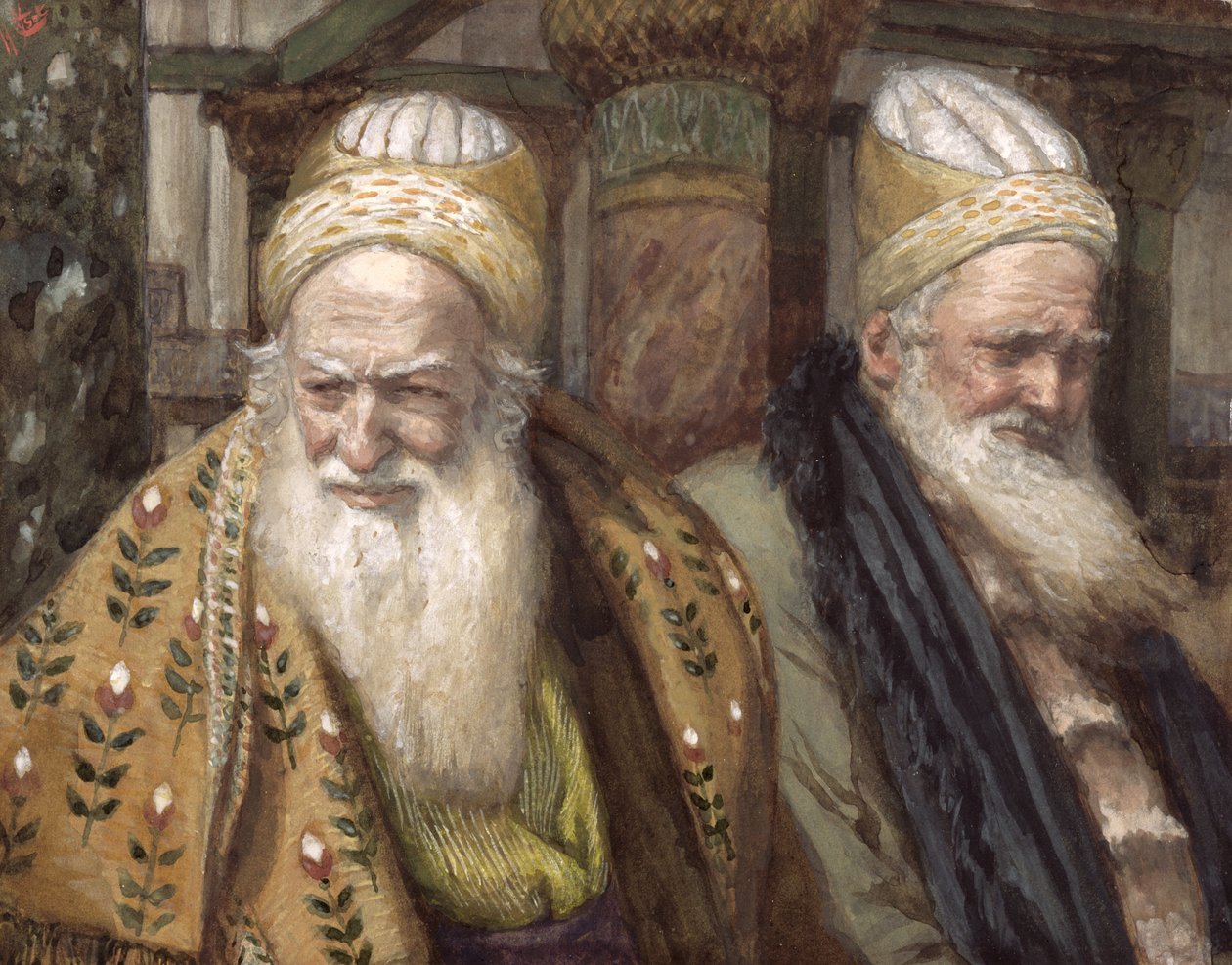 Annas és Kajafás, illusztráció a Krisztus életéhez, 1886-94 körül (wc és gouache kartonon) alkotó: James Jacques Joseph Tissot