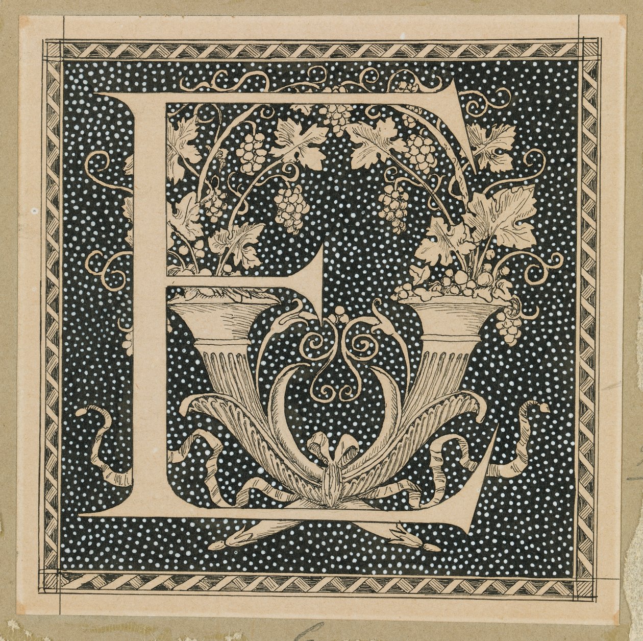 Nagy E betű, illusztráció az Urunk Jézus Krisztus életéből (tinta papíron) alkotó: James Jacques Joseph Tissot