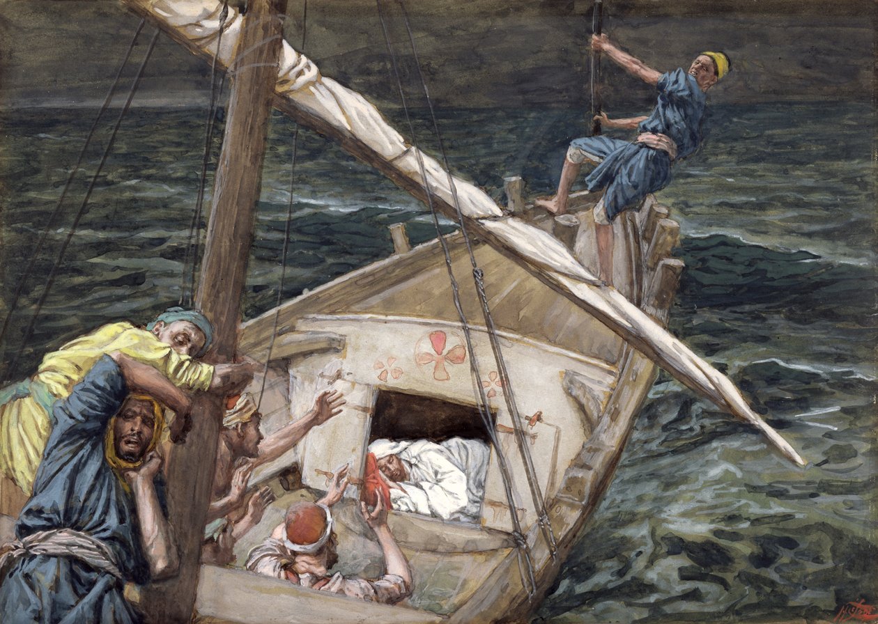 Krisztus aludt a vihar alatt, illusztráció: Krisztus élete, 1886-94 (wc és gouache kartonon) alkotó: James Jacques Joseph Tissot