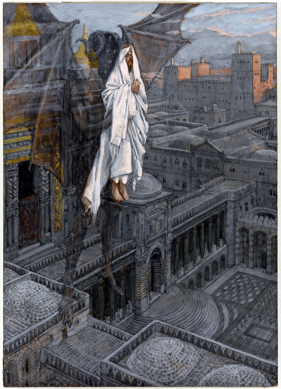 Christ Borne Up to a Pinnacle of the Temple, illusztráció a Krisztus életéhez, 1884-96 (wc és gouache kartonon) alkotó: James Jacques Joseph Tissot