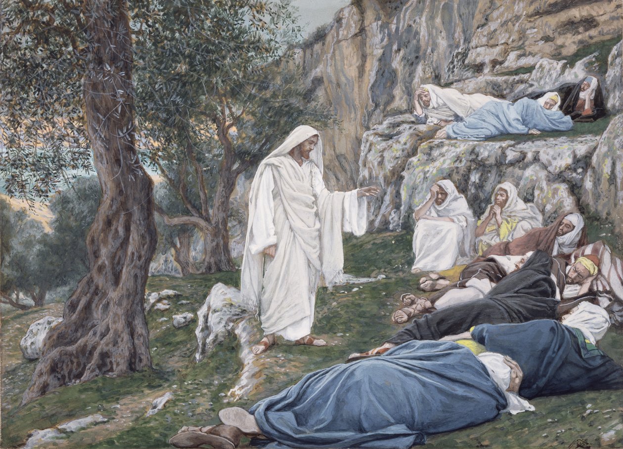 Krisztus nyugalomra utasítja tanítványait, illusztráció a Krisztus életéhez, 1886-94 körül (wc és gouache kartonon) alkotó: James Jacques Joseph Tissot