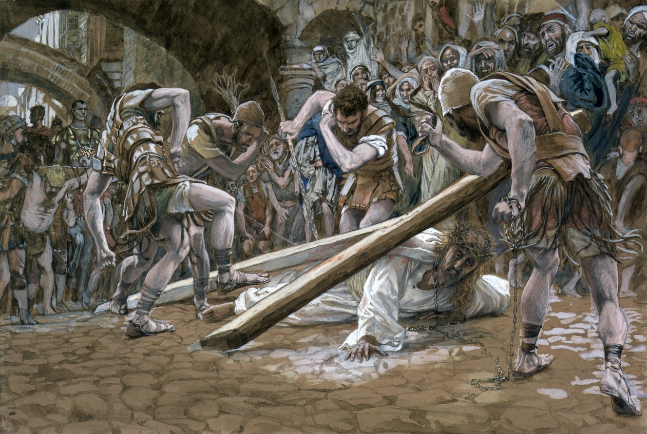 Krisztus leesik a kereszt alatt, illusztráció a Krisztus életéhez, 1884-96 körül (wc és gouache kartonon) alkotó: James Jacques Joseph Tissot