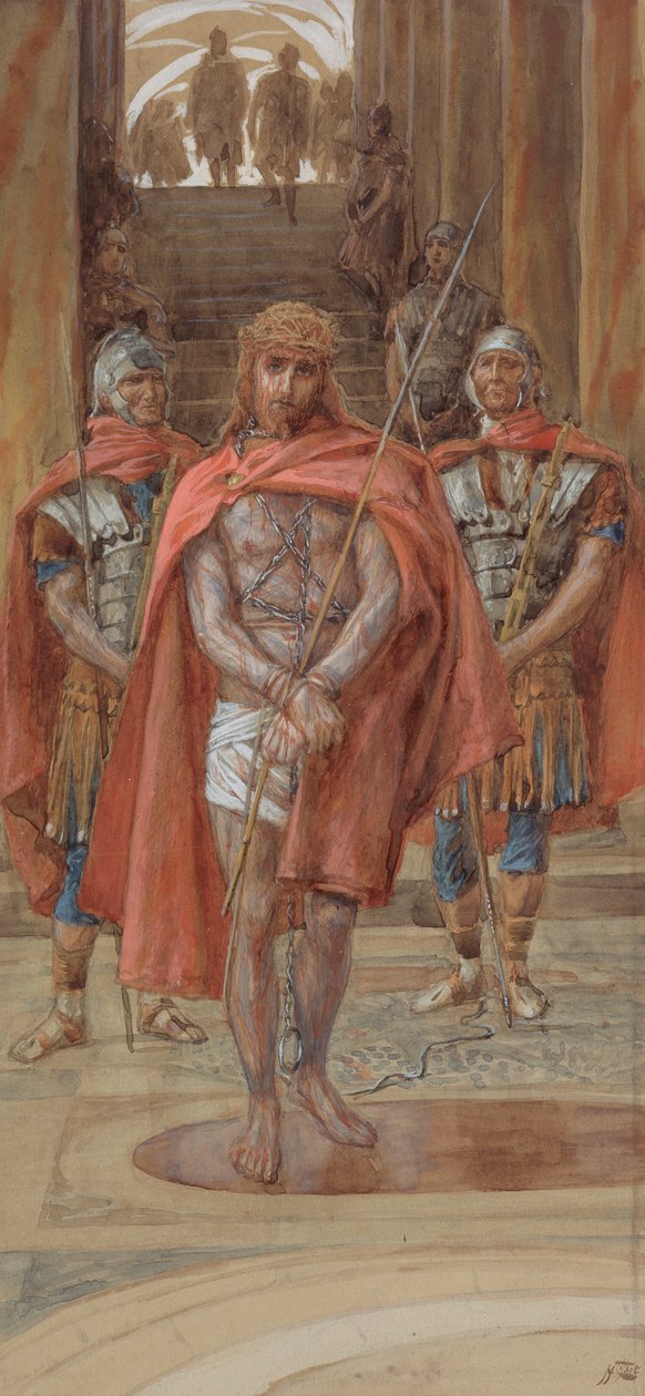 Krisztus elhagyja az ítélőtermet, illusztráció: Krisztus élete, 1886-94 (wc és gouache kartonon) alkotó: James Jacques Joseph Tissot
