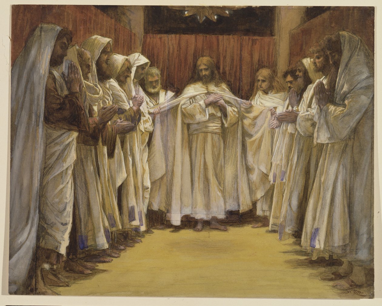 Krisztus a tizenkét apostollal, illusztráció a Krisztus életéhez, 1886-96 körül (guache, kartonpapír) alkotó: James Jacques Joseph Tissot