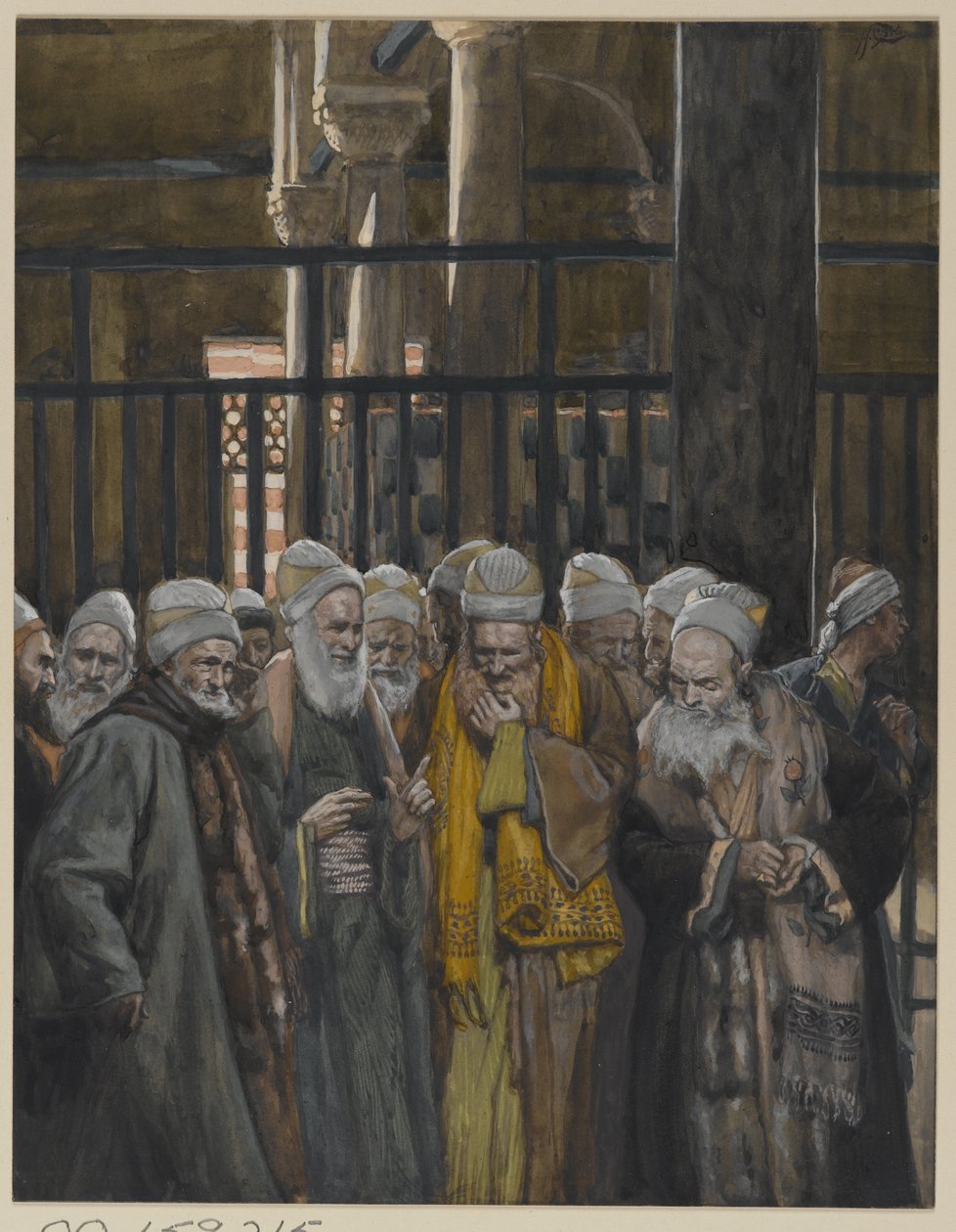 Zsidók összeesküvése, illusztráció az Urunk, Jézus Krisztus élete című könyvből, 1886-94 (wc grafit fölött, papíron) alkotó: James Jacques Joseph Tissot