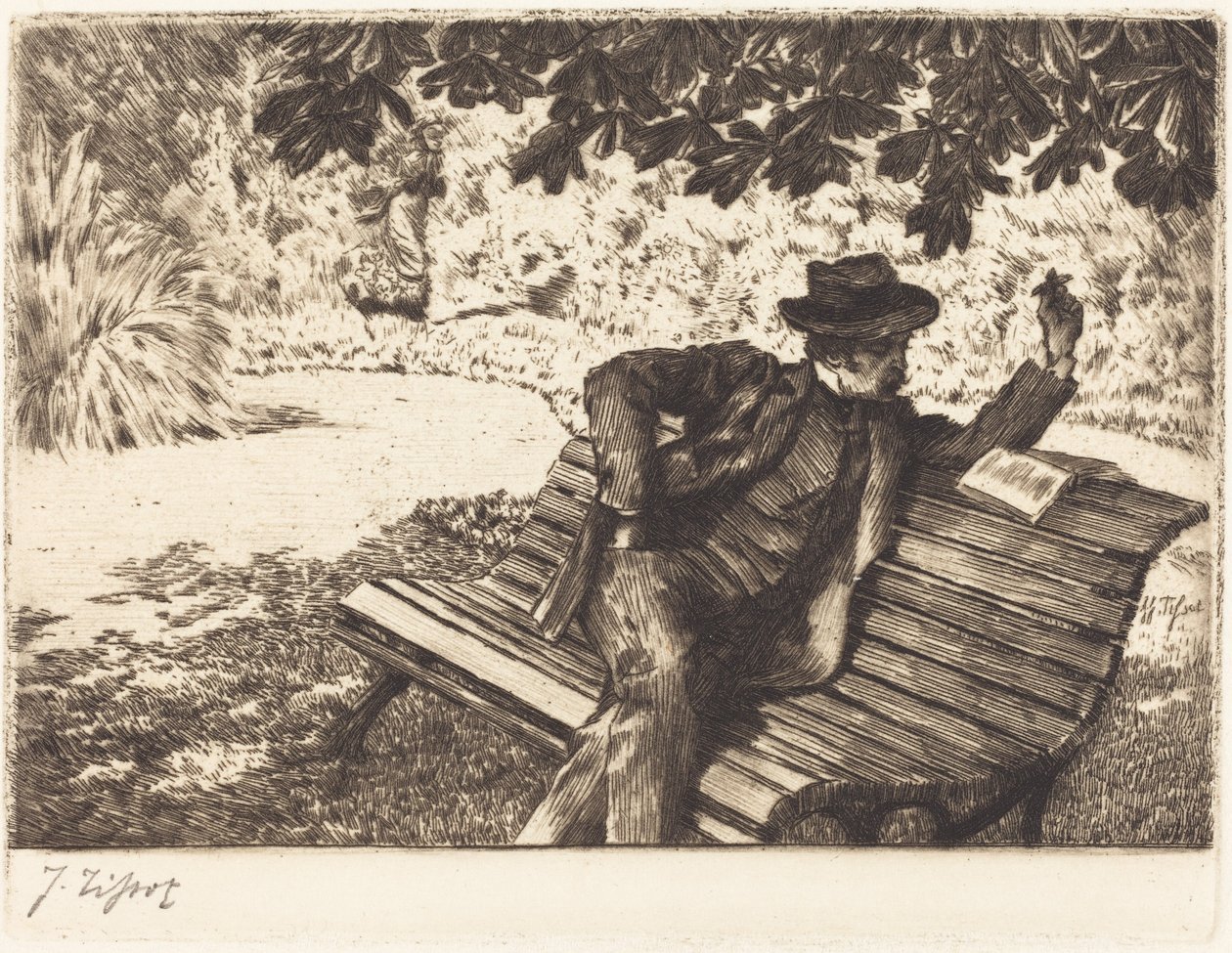 Denoisel olvas a kertben alkotó: James Jacques Joseph Tissot