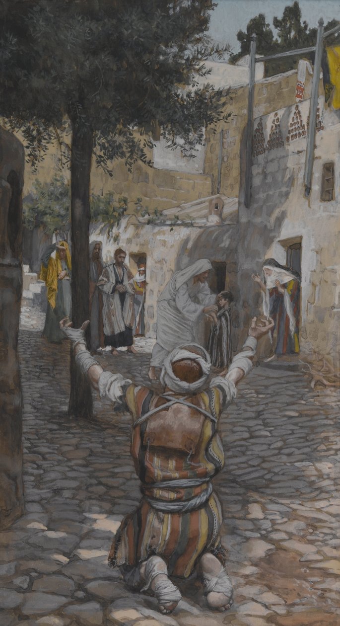 Leprások gyógyítása Kapernaumban, illusztráció a mi Urunk Jézus Krisztus életéből (wc grafit fölött, papíron) alkotó: James Jacques Joseph Tissot