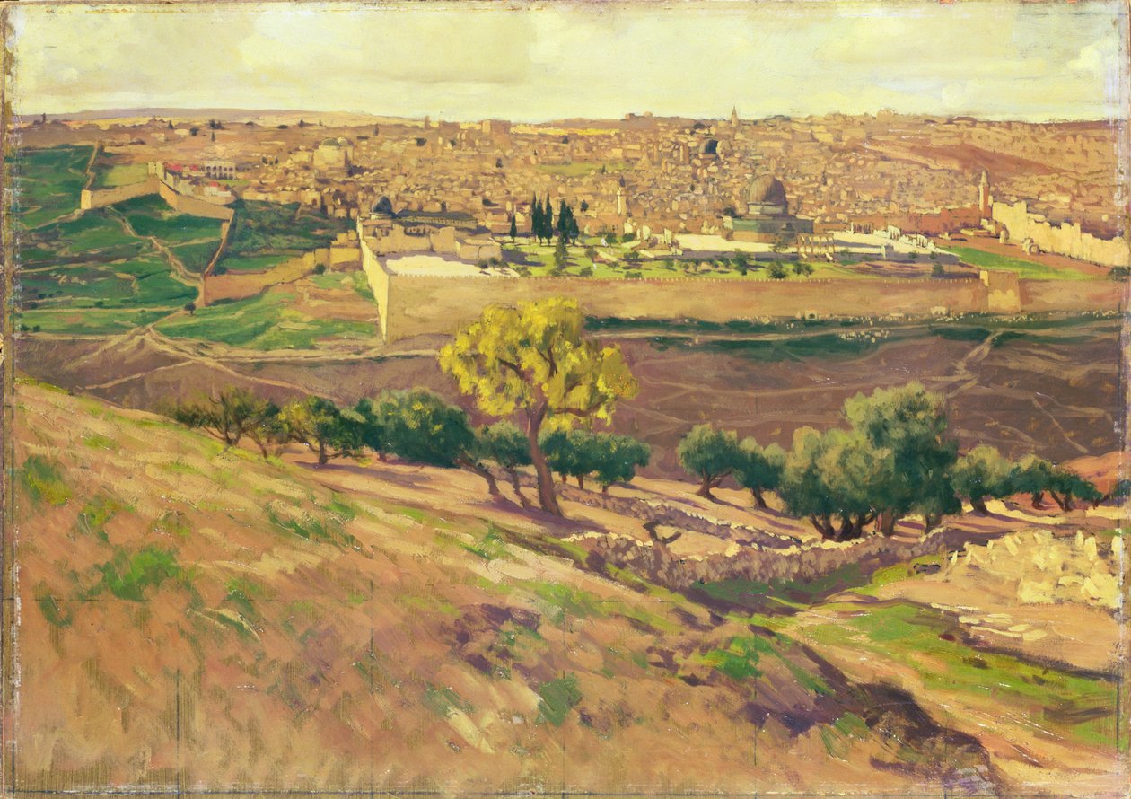 Jeruzsálem az Olajfák hegyéről, 1886-1896 körül (gouache kartonon) alkotó: James Jacques Joseph Tissot