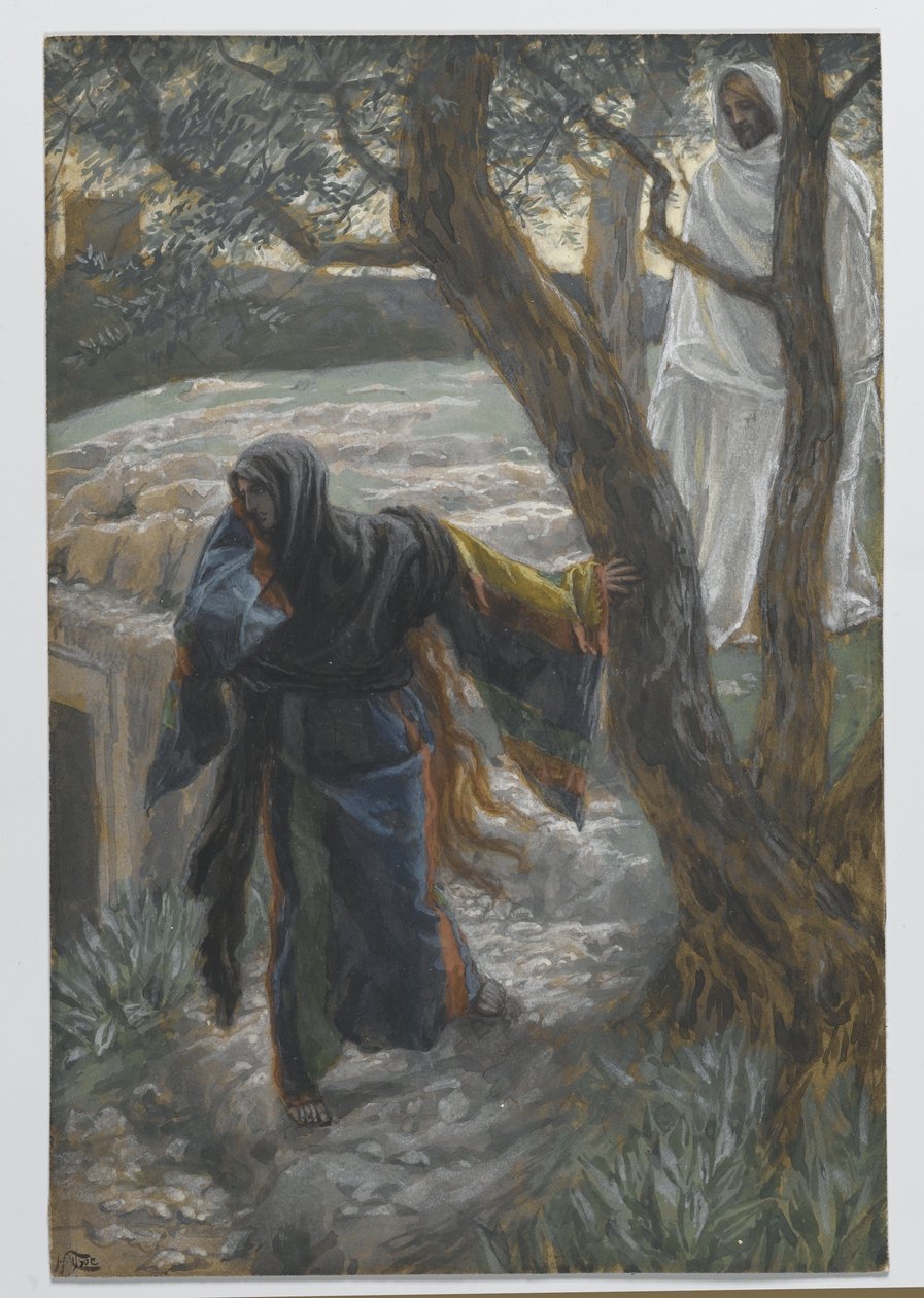 Jézus megjelenik Mária Magdolnának, illusztráció A mi Urunk Jézus Krisztus élete, 1886-94 (wc grafit fölött, papíron) alkotó: James Jacques Joseph Tissot