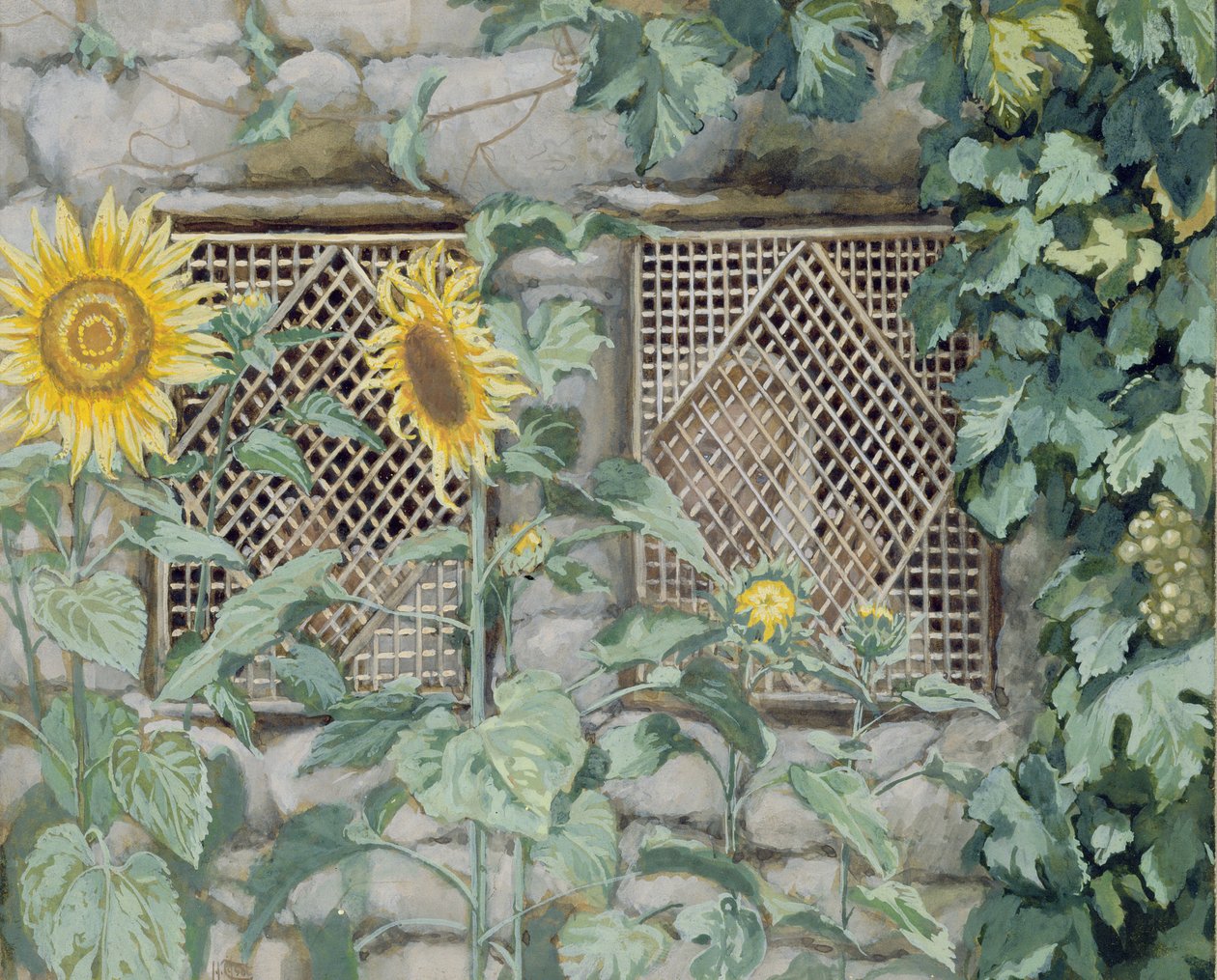 Jézus napraforgós rácson keresztül néz, illusztráció: Krisztus élete, 1886-96 körül (guache és wc papíron) alkotó: James Jacques Joseph Tissot