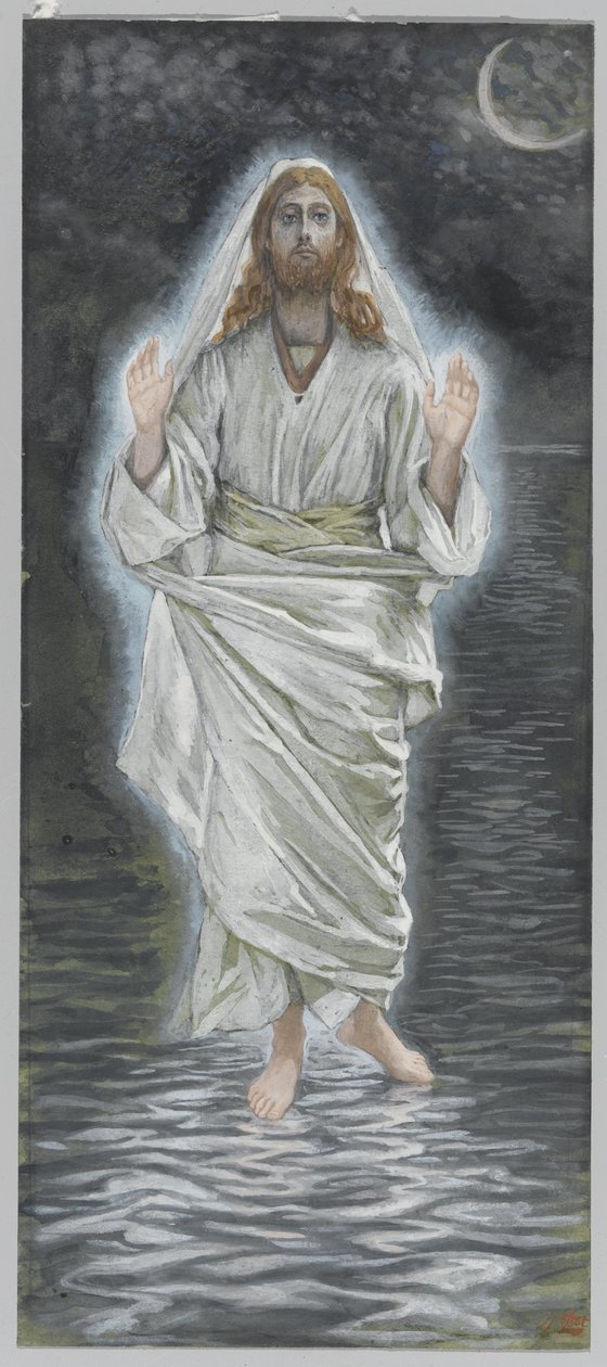Jézus a tengeren jár, illusztráció a mi Urunk Jézus Krisztus életéből (wc grafit fölött, papíron) alkotó: James Jacques Joseph Tissot