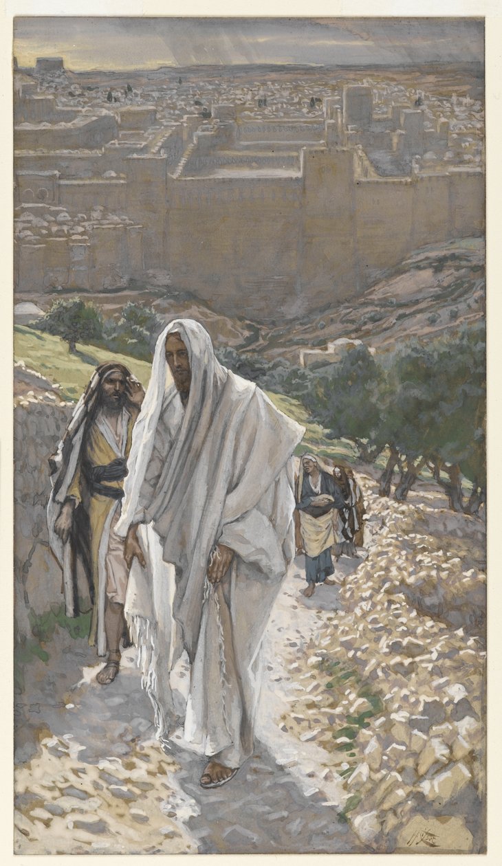 Jézus este Betániába megy, illusztráció az Urunk, Jézus Krisztus élete, 1886-94 című könyvéből (wc grafit fölött, papíron) alkotó: James Jacques Joseph Tissot