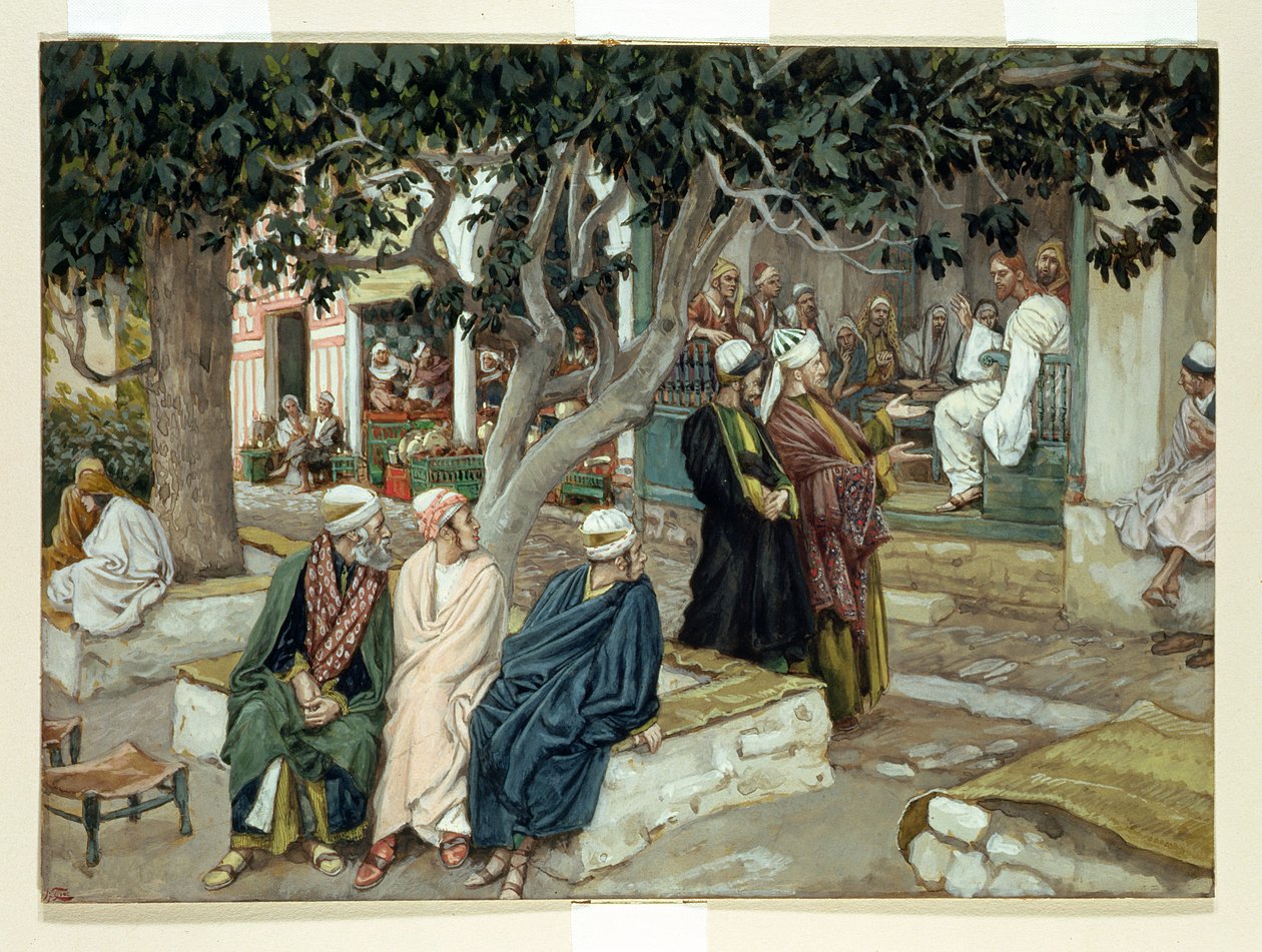 Jézus találkozón Szent Mátéval, illusztráció a Krisztus életéhez, 1886-96 körül (guache, kartonpapír) alkotó: James Jacques Joseph Tissot