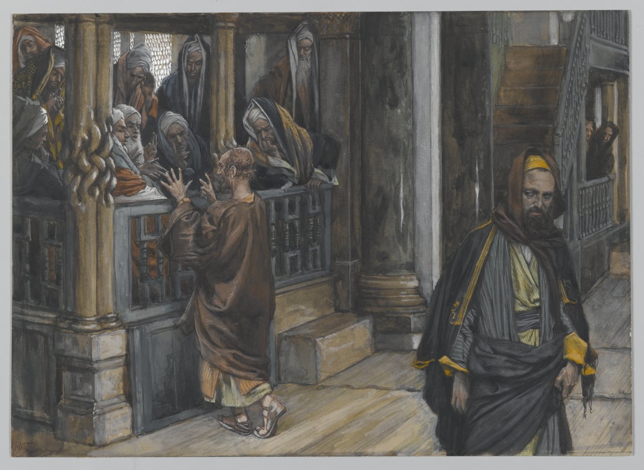 Judas Goes to the Find the Jews, Illusztráció: A mi Urunk Jézus Krisztus élete, 1886-94 (wc grafit fölött papíron) alkotó: James Jacques Joseph Tissot