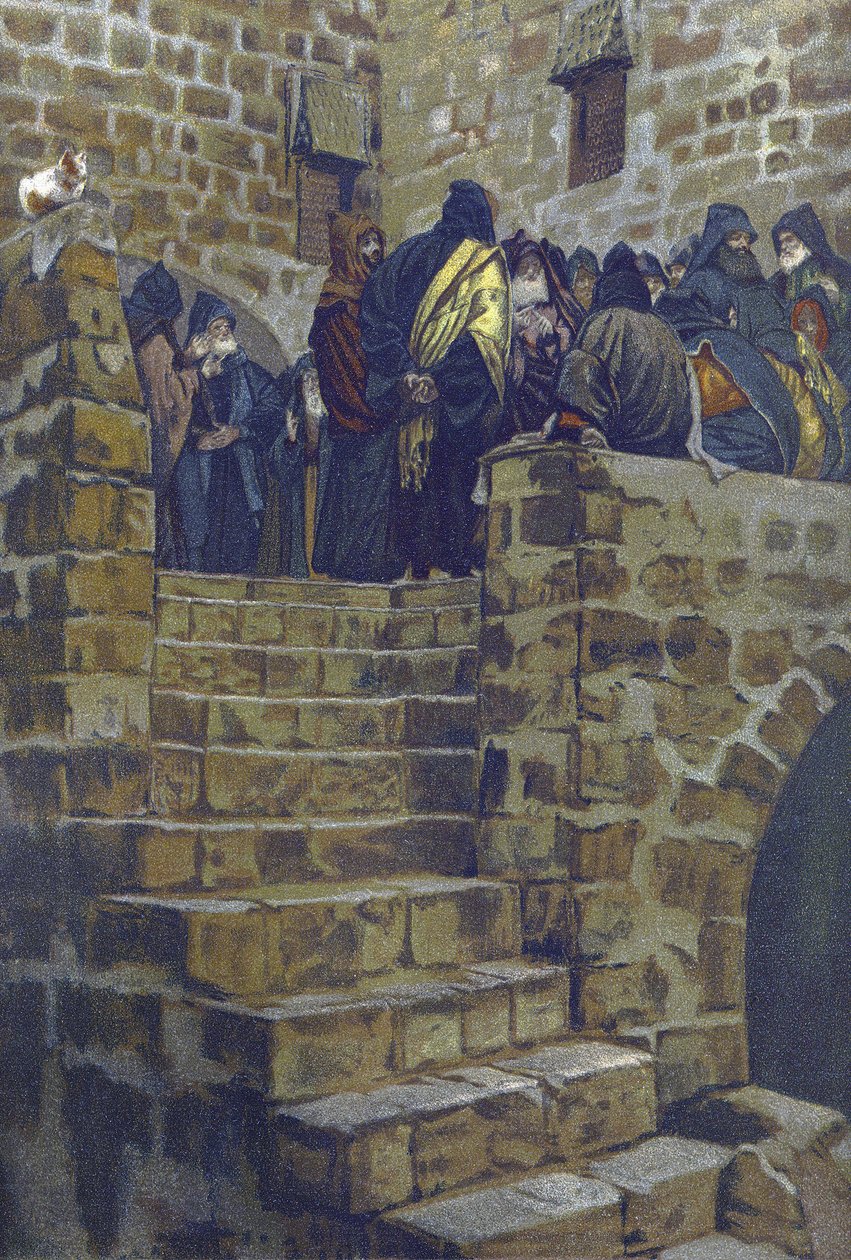 La deliberation nefaste de Joseph Caiphe – Kaifás gonosz tanácsa – „A mi Urunk Jézus Krisztus élete” című filmből – James Tissot 1899 – La vie de notre seigneur Jesus Christ, Jacques Joseph (Jacques-Joseph) Tissot, James Tissot (1836-1902) alkotó: James Jacques Joseph Tissot