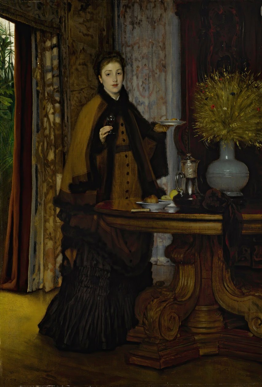 Le Goúter délutáni tea, 1869. alkotó: James Jacques Joseph Tissot
