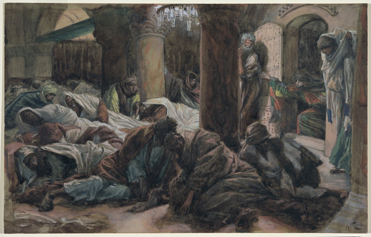 Mária Magdolna fut, és elmondja a tanítványoknak, hogy Krisztus teste már nincs a sírban, illusztráció: Krisztus élete, 1886-94 (wc és gouache kartonon) alkotó: James Jacques Joseph Tissot