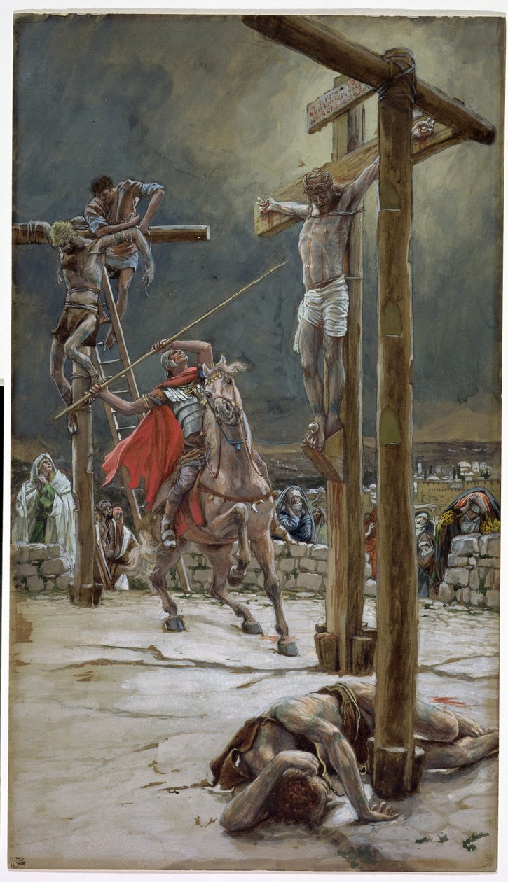 Az egyik katona, akinek lándzsája átszúrta az oldalát, illusztráció a Krisztus életéhez, 1886-94 körül (wc és gouache kartonon) alkotó: James Jacques Joseph Tissot