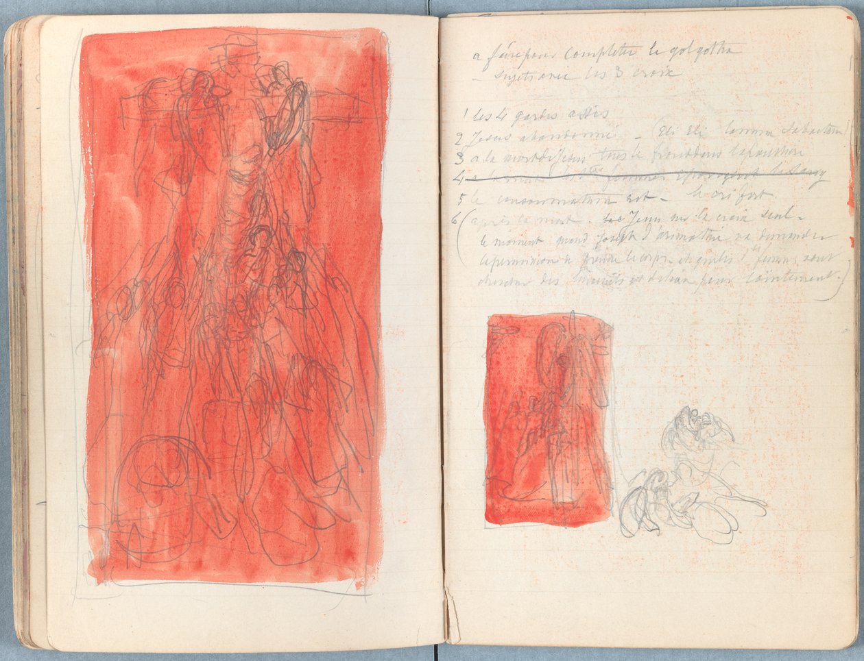 Oldalak a Vázlatok Urunk Jézus Krisztus életéhez című albumból, az 1880-as évek végén (grafit és mosás papíron) alkotó: James Jacques Joseph Tissot