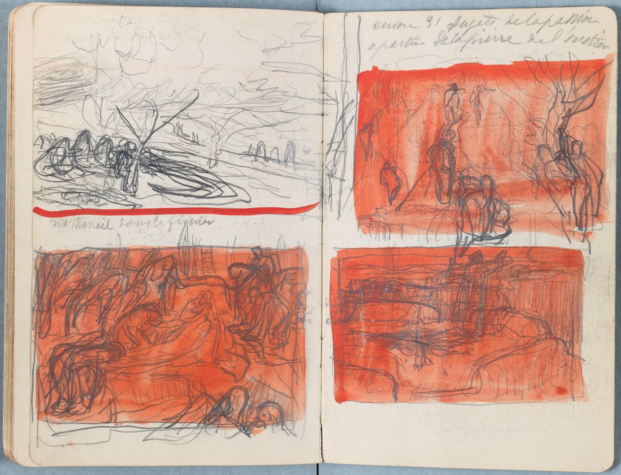 Oldalak a Vázlatok Urunk Jézus Krisztus életéhez című albumból, az 1880-as évek végén (grafit és mosás papíron) alkotó: James Jacques Joseph Tissot
