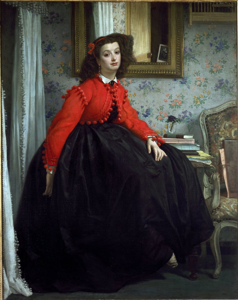 L. L. kisasszony portréja, piros mellényes lány – Olaj, vászon alkotó: James Jacques Joseph Tissot
