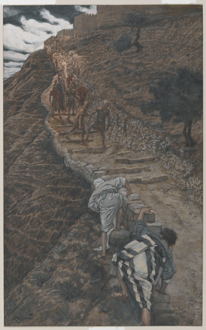 Szent Péter és Szent János Következzen messziről, illusztráció az Urunk Jézus Krisztus élete című könyvből, 1886-94 (wc grafit fölött, papíron) alkotó: James Jacques Joseph Tissot