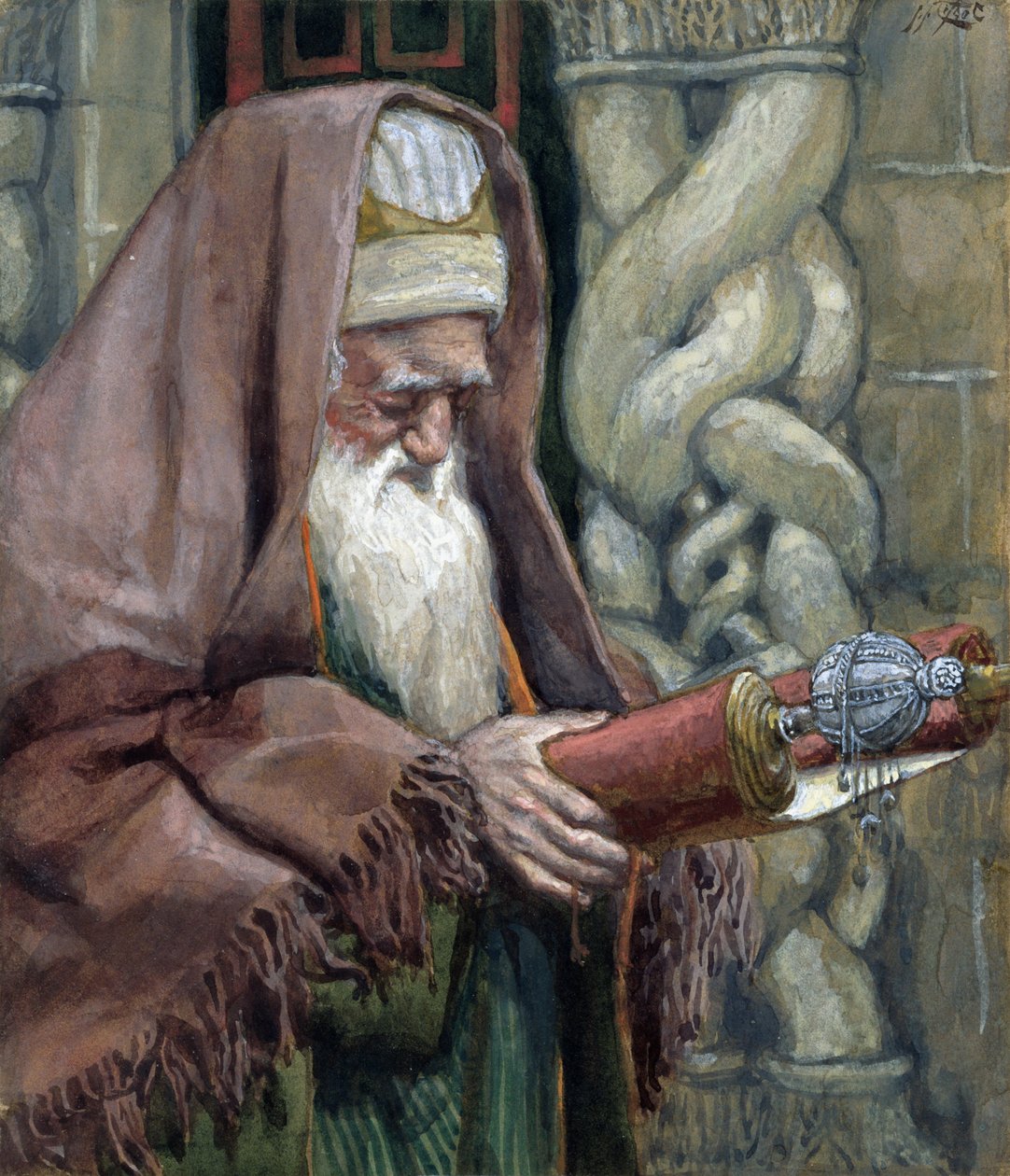 Simeon, illusztráció a Krisztus életéhez, 1886-94 körül (wc és gouache kartonon) alkotó: James Jacques Joseph Tissot