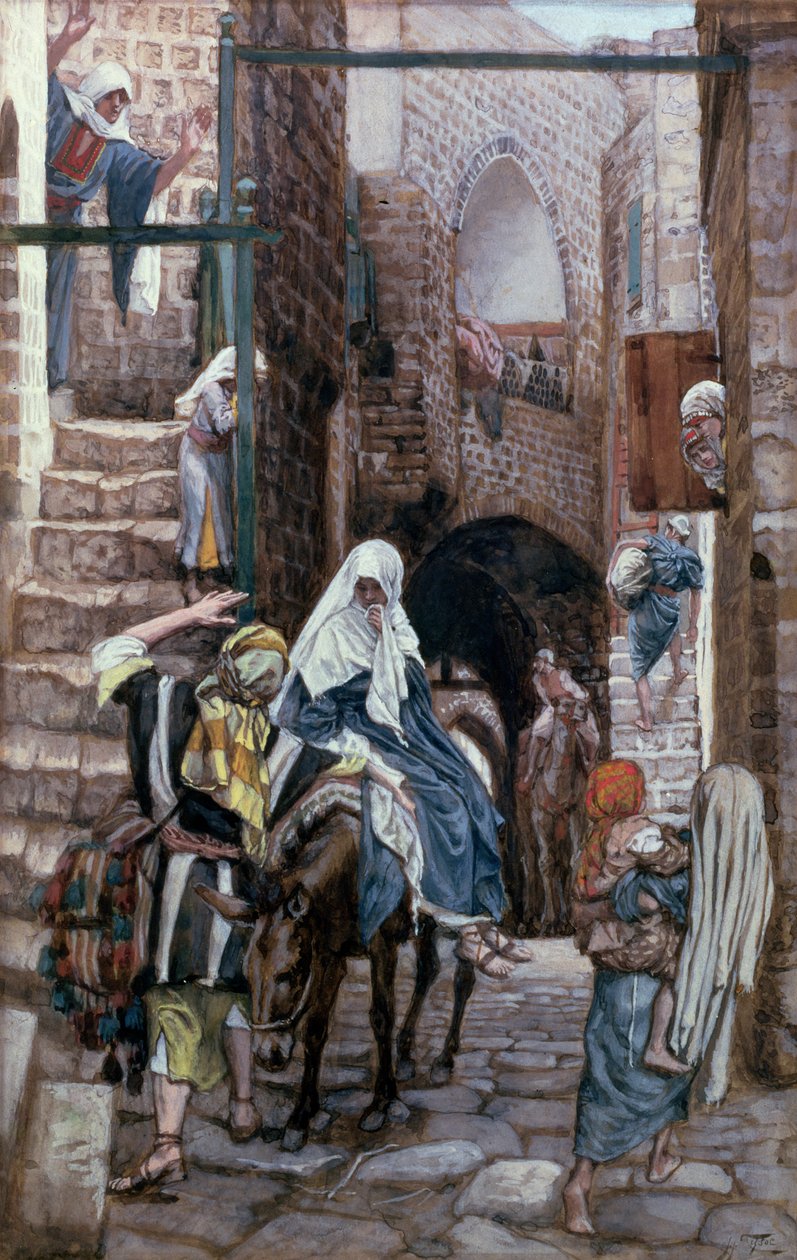 Szent József szállást keres Betlehemben, illusztráció a Krisztus életéhez, 1886-94 körül alkotó: James Jacques Joseph Tissot