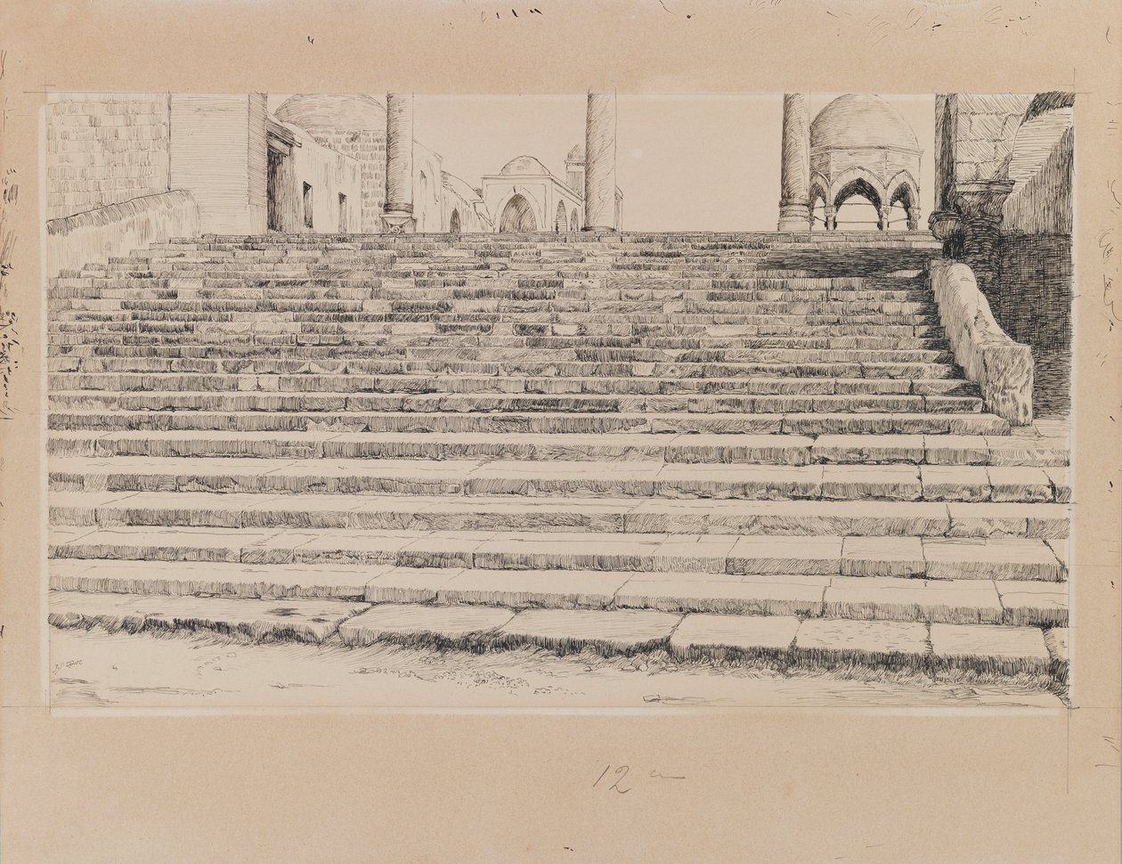 A Haram udvar lépcsőháza, illusztráció az Urunk Jézus Krisztus életéből (tinta és grafit kartonon) alkotó: James Jacques Joseph Tissot