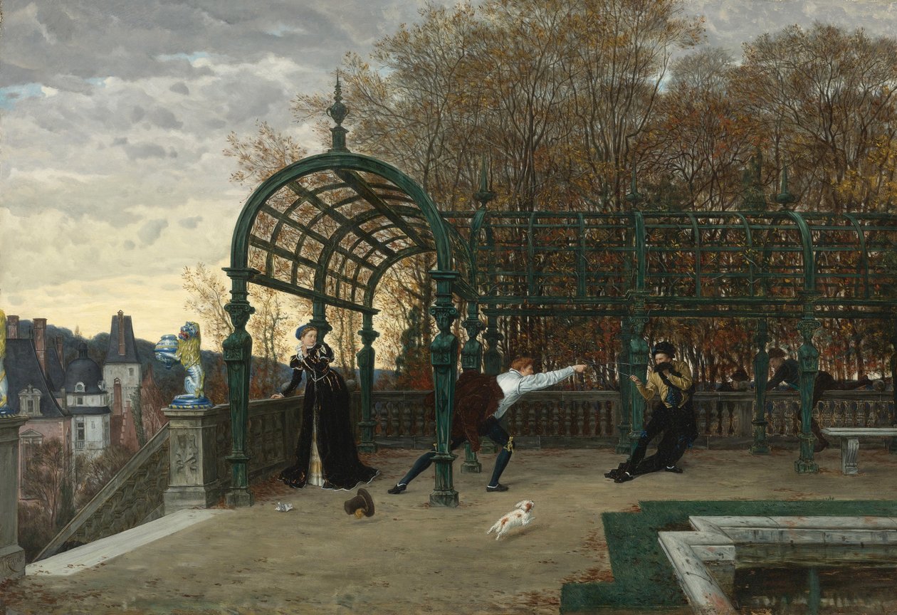 James Jacques Joseph Tissot (1836-1902) "Elrablási kísérlet" festménye, 1865 Magángyűjtemény alkotó: James Jacques Joseph Tissot