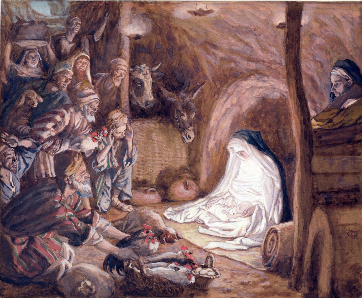 A Pásztorok imádása, illusztráció a Krisztus életéhez, 1886-94 körül (guache, kartonon) alkotó: James Jacques Joseph Tissot