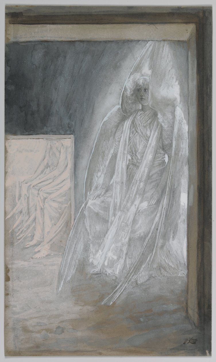 Az angyal a sír kövén ül, illusztráció: Urunk Jézus Krisztus élete, 1886-94 (wc grafit felett, papíron) alkotó: James Jacques Joseph Tissot