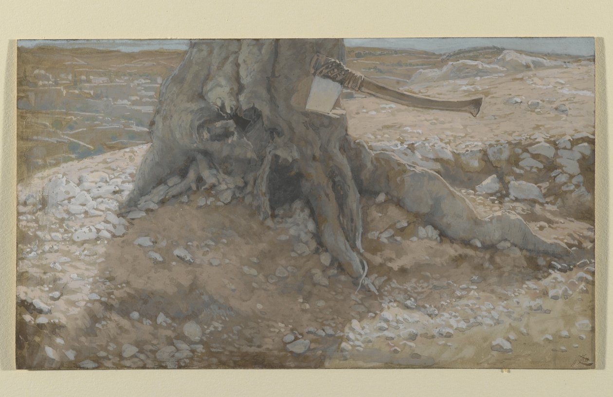 A fejsze a fa törzsében, illusztráció a mi Urunk Jézus Krisztus életéből (wc grafit fölött, papíron) alkotó: James Jacques Joseph Tissot
