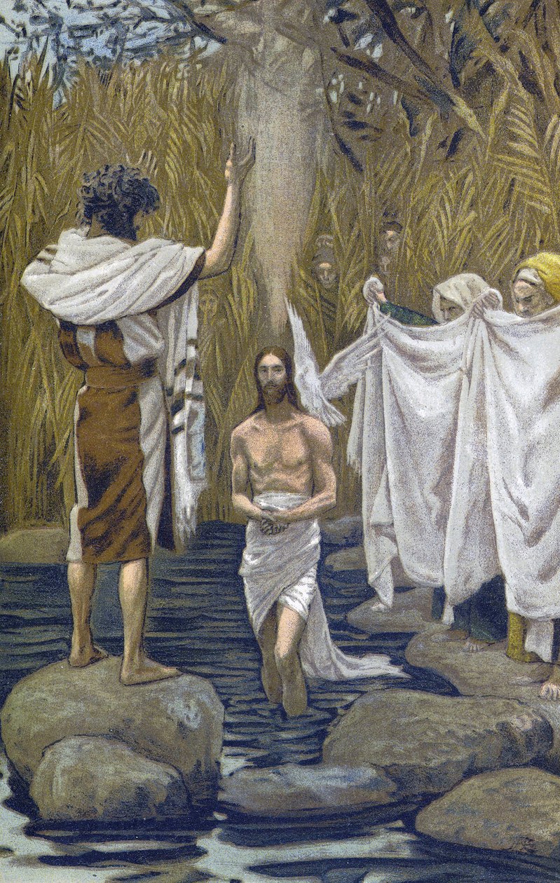 Jézus megkeresztelkedése - Jézus megkeresztelkedése - "A mi Urunk Jézus Krisztus élete" című filmből - 1899 James Tissot - Urunk Jézus Krisztus élete, Jacques Joseph (Jacques Joseph) Tissot dit James Tissot (1836-) 1902) alkotó: James Jacques Joseph Tissot