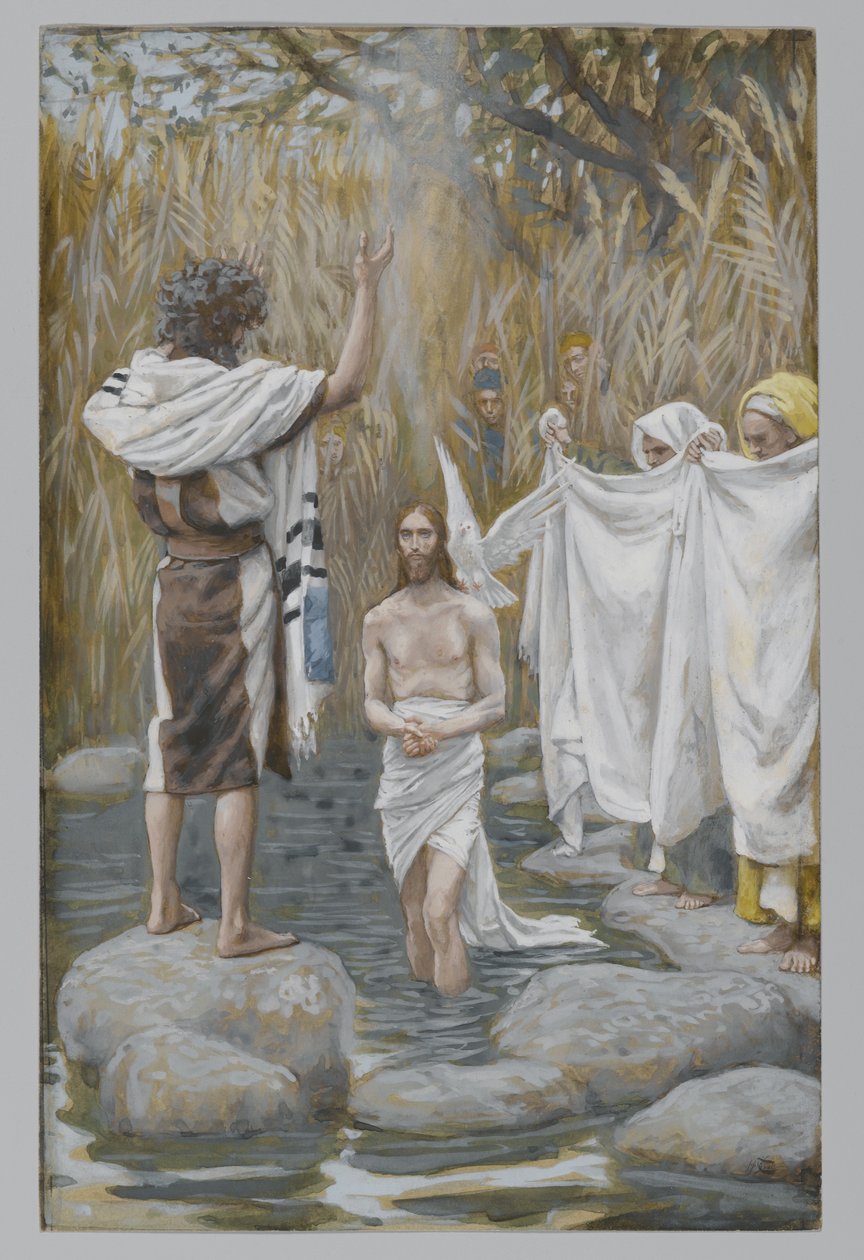 Jézus megkeresztelkedése, illusztráció a mi Urunk Jézus Krisztus életéből (wc grafit fölött, papíron) alkotó: James Jacques Joseph Tissot