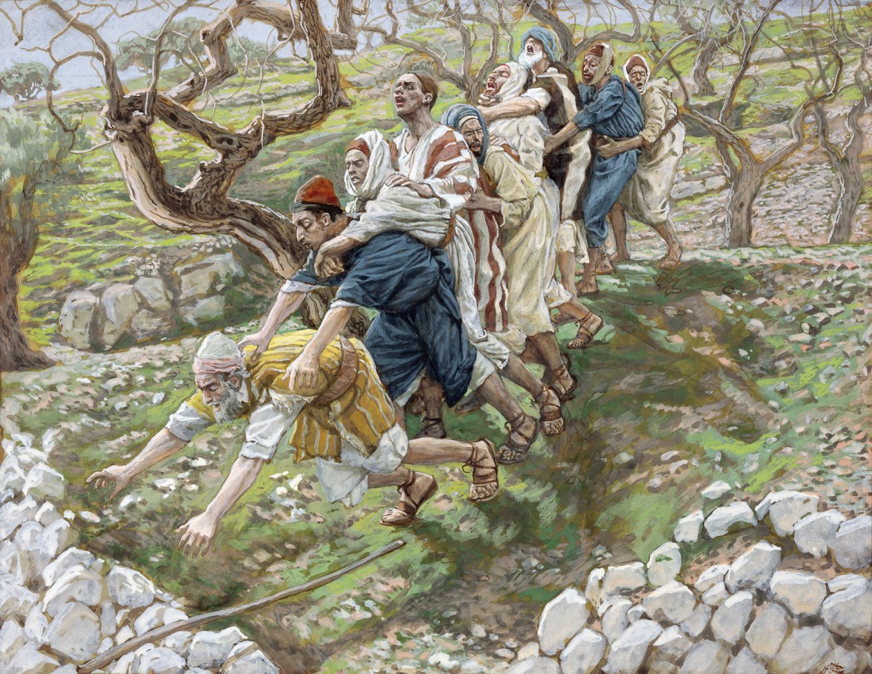 A vak vezeti a vakokat, illusztráció a Krisztus életéhez, 1886-94 (wc és gouache kartonon) alkotó: James Jacques Joseph Tissot