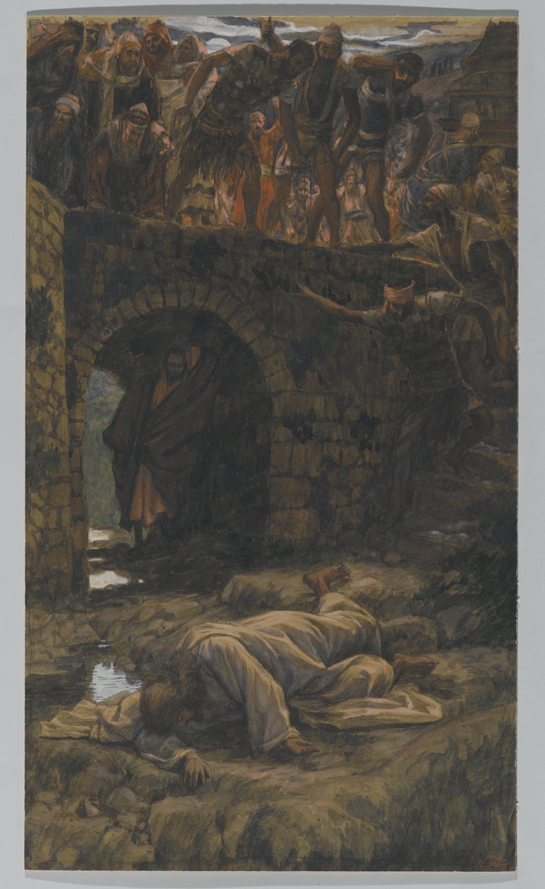 A Kedron-patak. Ő iszik a patakból útközben, illusztráció a Krisztus életéhez, 1886-94 (wc és gouache kartonon) alkotó: James Jacques Joseph Tissot