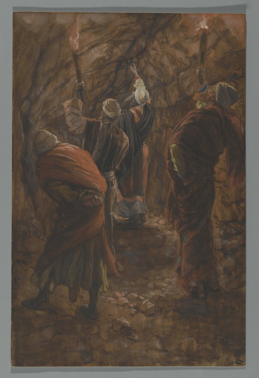 Szakadék a sziklán a kálvária alatti barlangban, illusztráció az Urunk Jézus Krisztus élete című könyvből, 1886-94 (wc grafit fölött, papíron) alkotó: James Jacques Joseph Tissot
