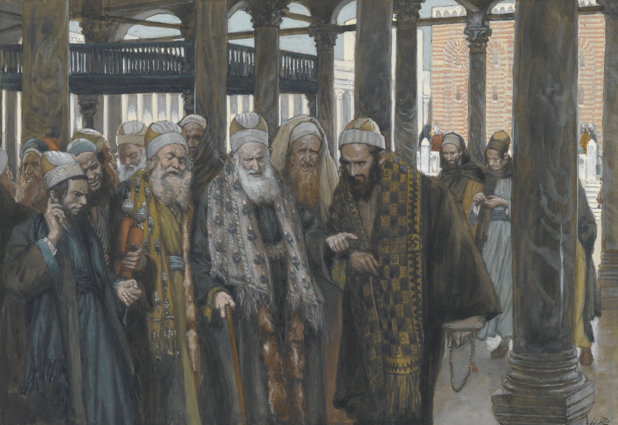 A főpapok tanácskoznak együtt, illusztráció az Urunk, Jézus Krisztus élete, 1886-94 című könyvéből (wc grafit fölött, papíron) alkotó: James Jacques Joseph Tissot