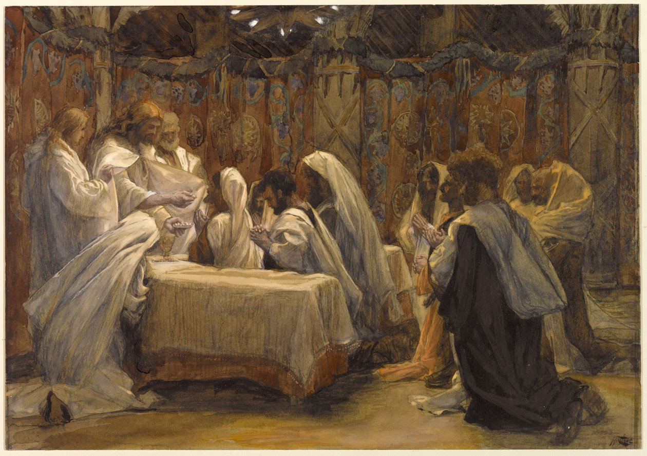 Az apostolok közössége, illusztráció a Krisztus életéhez, 1884-96 körül (wc és gouache kartonon) alkotó: James Jacques Joseph Tissot