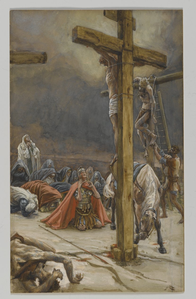 Szent Longinusz hitvallása, illusztráció: Urunk Jézus Krisztus élete, 1886-94 (wc grafit fölött, papíron) alkotó: James Jacques Joseph Tissot