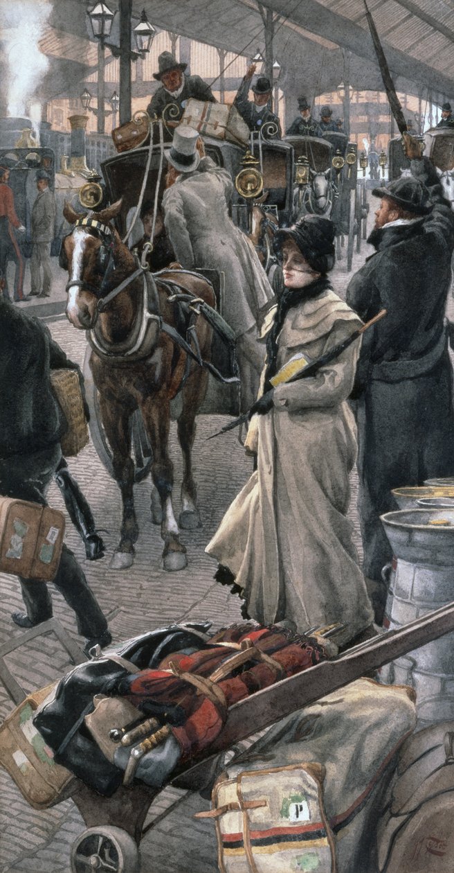 Az indulási platform, Victoria pályaudvar (ceruza és akvarell) alkotó: James Jacques Joseph Tissot