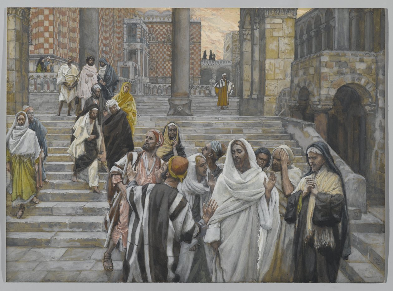 A tanítványok csodálják a templom épületeit, illusztráció az Urunk Jézus Krisztus élete, 1886-94 (wc grafit felett, papíron) című könyvéből alkotó: James Jacques Joseph Tissot