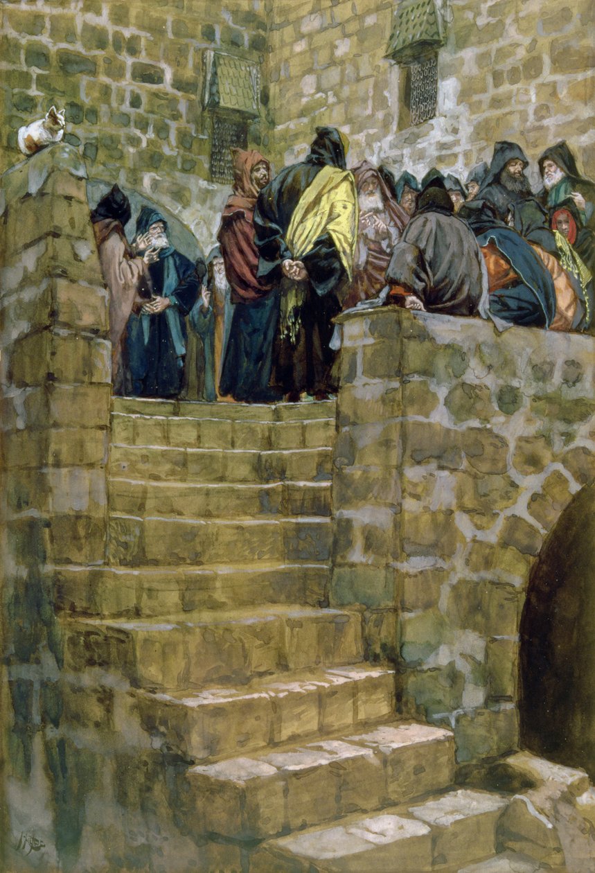 Kaifás gonosz tanácsa, illusztráció a Krisztus életéhez, 1886-96 körül (guache, kartonpapír) alkotó: James Jacques Joseph Tissot